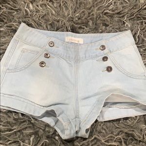 Triple Button Jean Shorts